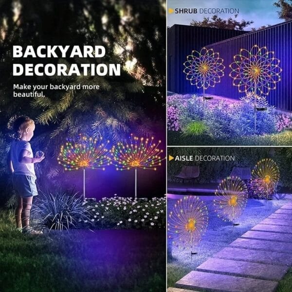 200led Solar Firework Light Waterproof Outdoor 8 Lighting Modes Fairy String Light Christmas Solar Lights Garden Decoration - Image 7