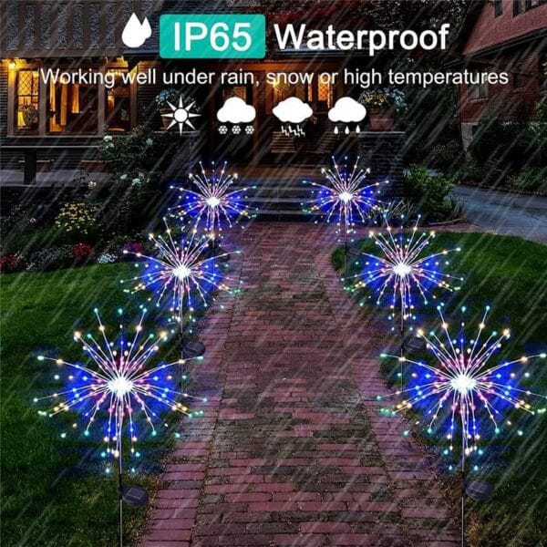 200led Solar Firework Light Waterproof Outdoor 8 Lighting Modes Fairy String Light Christmas Solar Lights Garden Decoration - Image 4