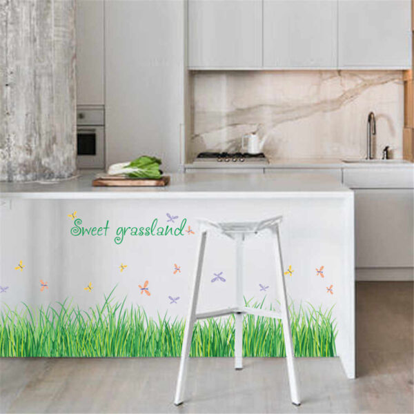 New 3d Fresh Green Plant Removable Green Grass Pvc Wall Stickers Home Decor Waterproof Diy Removable Art Vinyl (7 Inch X 54 Inch)