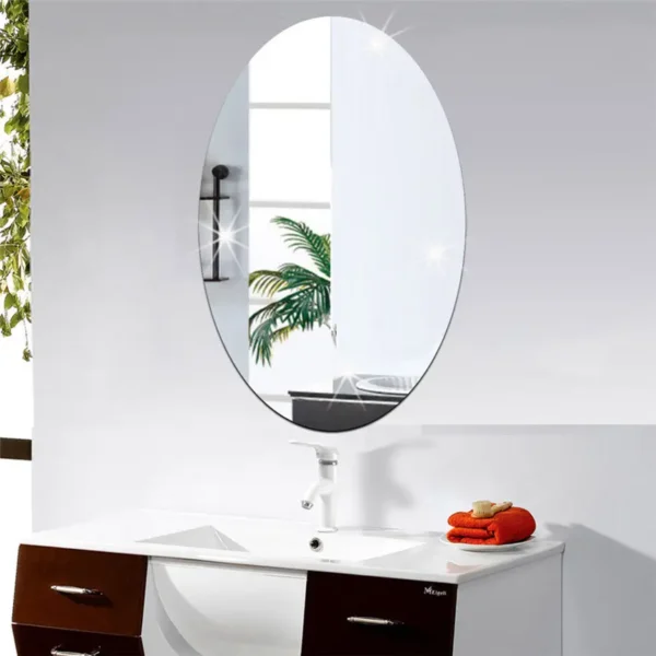 Oval Bathroom House Mirror Acrylic Wall Stickers, Wall art