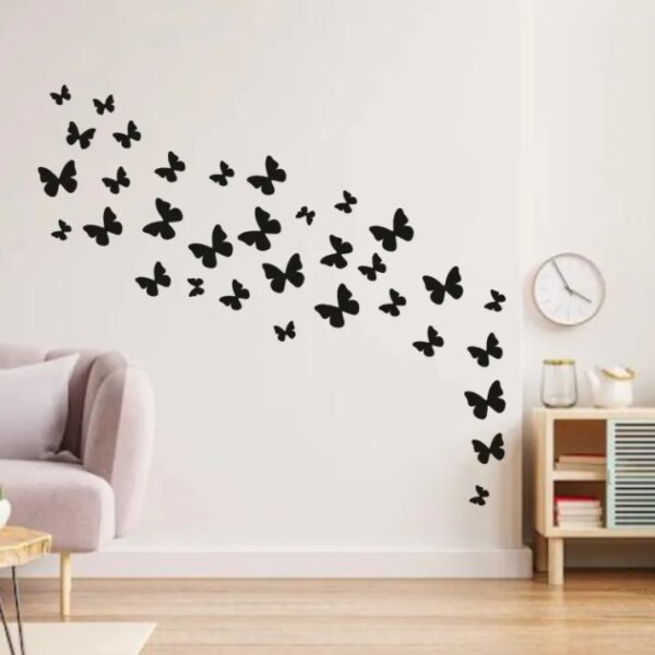 Pack Of 30 Sticker Butterflies | Matte Black Vinyl (random Sizes) Wall Decor, Wall Art - Image 2