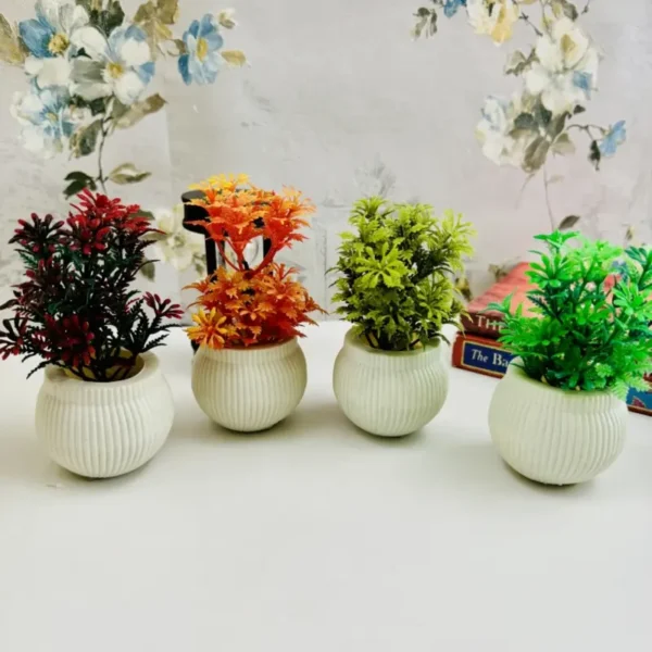 Pack Of 4 Mini Planters | Artificial Decoration Mini Plants - Image 2
