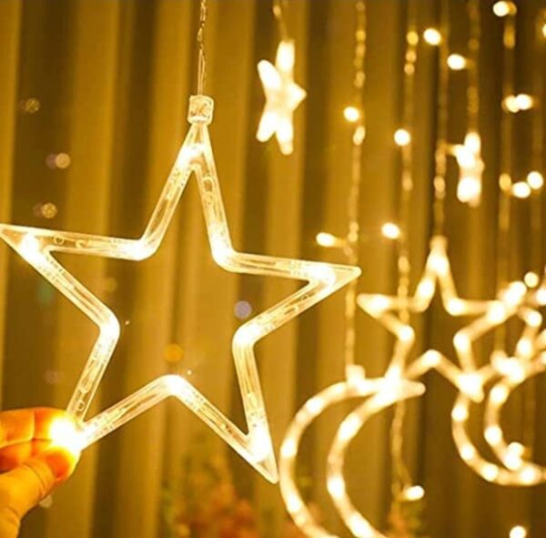 Ramadan Decoration Lights,star & Moon Curtain Lights( 10ft Curtain Light ) - Image 9