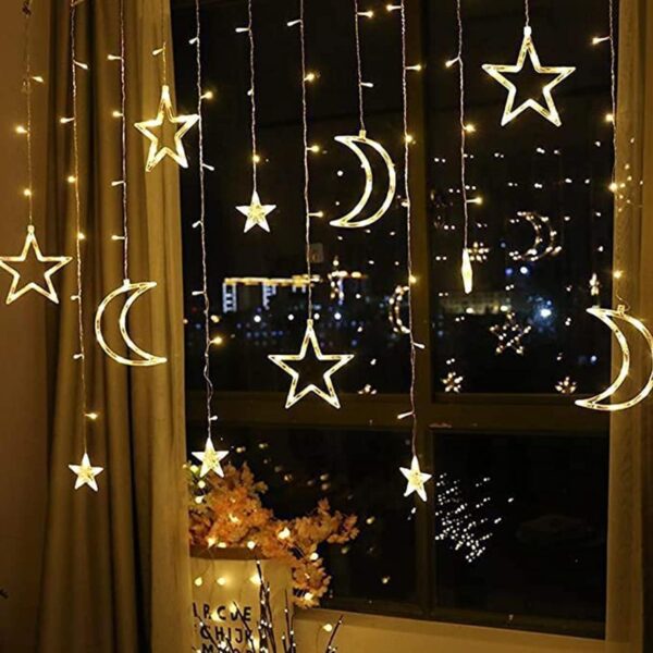 Ramadan Decoration Lights,star & Moon Curtain Lights( 10ft Curtain Light ) - Image 6
