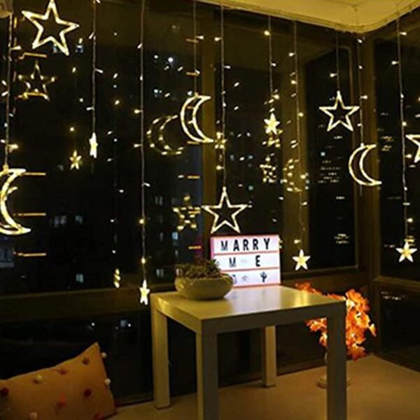 Ramadan Decoration Lights,star & Moon Curtain Lights( 10ft Curtain Light ) - Image 5