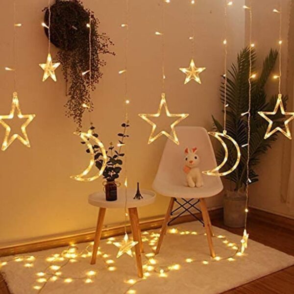 Ramadan Decoration Lights,star & Moon Curtain Lights( 10ft Curtain Light ) - Image 4